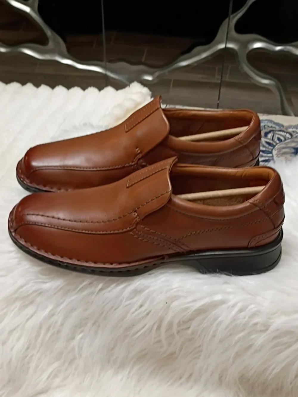 New Clarks Escalade Step Brown Leather Slip-On Comfort Loafers Men's 7M